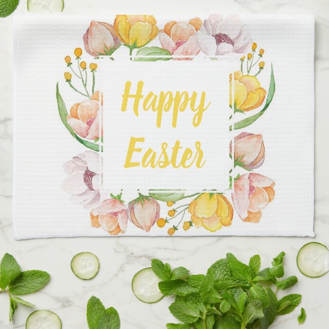 akvarell blommor kökshandduk (Vikta)