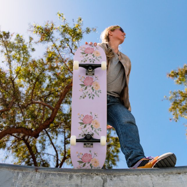 Akvarell blommor mini skateboard bräda 18,5 cm (Utomhus 1)