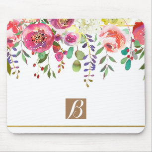 Akvarell Blommor Modern Färgrik Djärv Musmatta