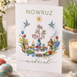 Akvarell Blommor Nowruz Mubarak - Lyckönskningskor Tack Kort