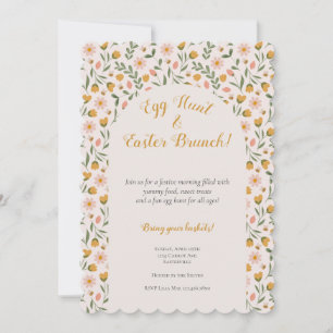 Akvarell Blommor och Bin Påskbrunch Ägglek Inbjudningar
