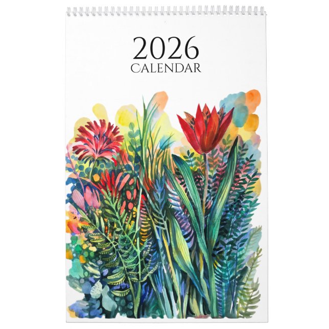 Akvarell blommor och djur Kalender (Omslag)