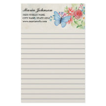 akvarell blommor och fjäril företag linjerad