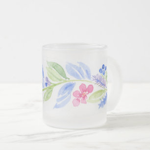 Akvarell Blommor Pastell Frostad Glasmugg