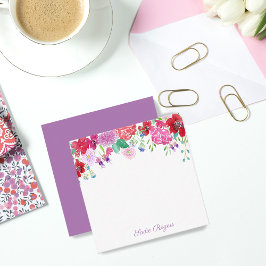 Akvarell Blommor Peonior & Hortensior Personlig Anteckningskort