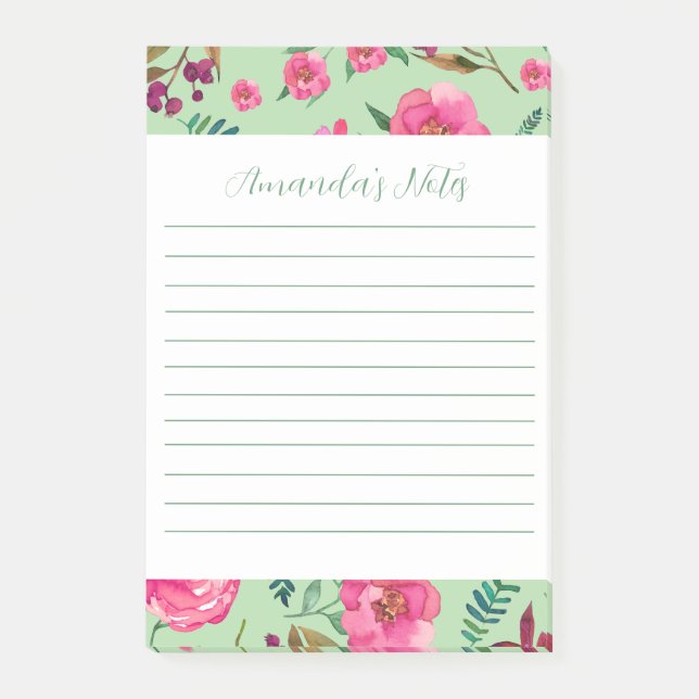 Akvarell Blommor  Post-it Block (Framsida)