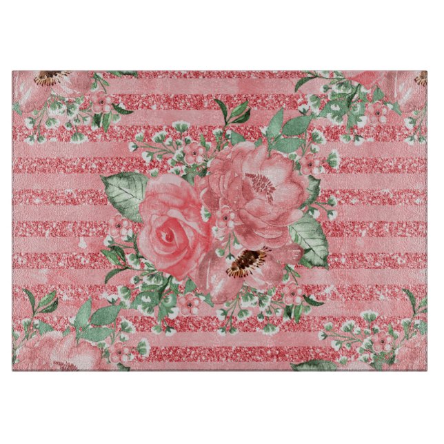 Akvarell Blommor Rosa Rosor & Glitterränder (Framsidan)