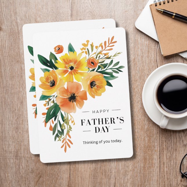 Akvarell Blommor Tänker på Dig Fars Dag Ca Julkort (Watercolor Florals Thinking of You Father's Day Card)