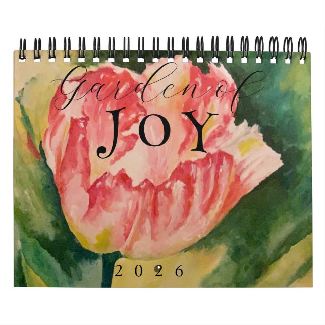 Akvarell Blommor Två Sidor 12-Månaders Kalender (Omslag)