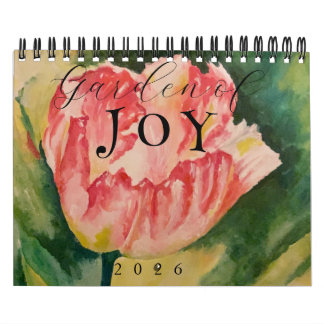 Akvarell Blommor Två Sidor 12-Månaders Kalender