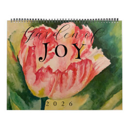 Akvarell Blommor Två Sidor 12-Månaders Kalender