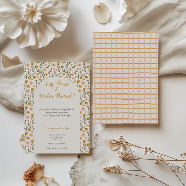 Akvarell Blommor Vår Påsk Brunch Äggsökning Inbjudningar (Skapare uppladdad)