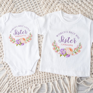 Akvarell Blommor Världens Bästa Lillasyster T Shirt