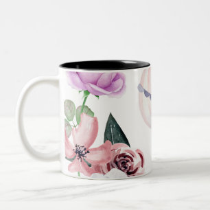 Akvarell Blommor Varmt Luftballong Reser Två-Tonad Mugg