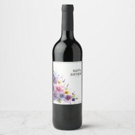 akvarell blommor vin etiketter