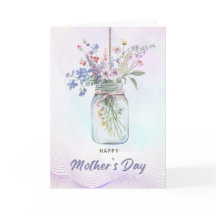 Akvarell Blomsterbukett Morsdags kort