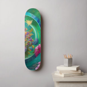 Akvarell blomsterlig abstrakt undervattensTrädgård Mini Skateboard Bräda 18,5 Cm