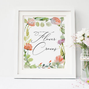Akvarell Blomsterträdgård Dusch Blomsterkronor Poster