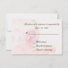 Akvarell Blush Rose | Bröllops-svarskort OSA Kort