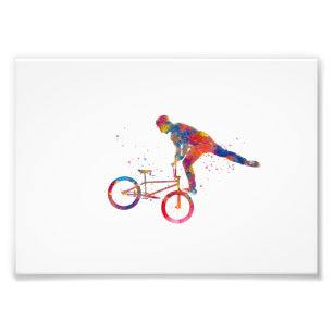 akvarell BMX-cykeltävling Fototryck