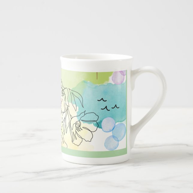 Akvarell bohemisk design på en specialmugg benporslin mugg (Höger)