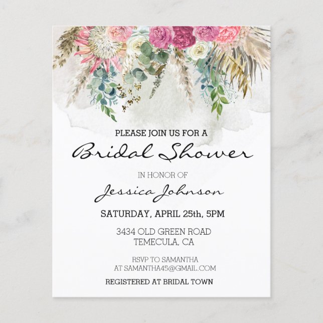 Akvarell bohemisk eucalyptus blomsterbukett (Framsida)