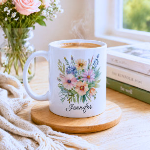 Akvarell Bohemiska Vildblommor Kaffemugg