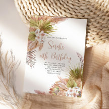 Akvarell Boho Beige Blommig 50-årsdag