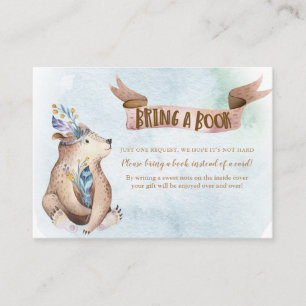 Akvarell Boho Björn Ta Med Bok Baby Shower Tilläggskort