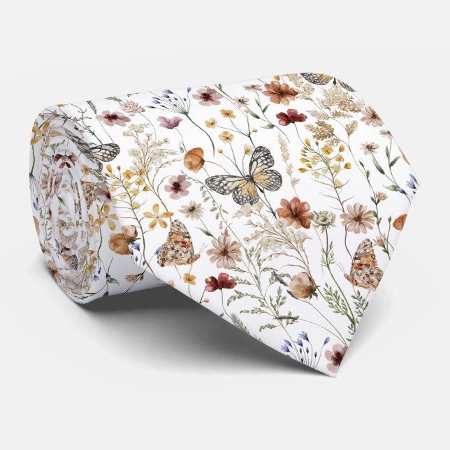 Akvarell Boho Blommig  Slips (Rullad)