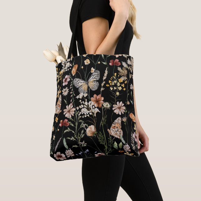Akvarell Boho Blommig  Tygkasse (Närbild)