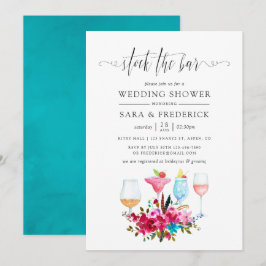 Akvarell Boho Chic Blommig Påfyll Baren Inbjudningar