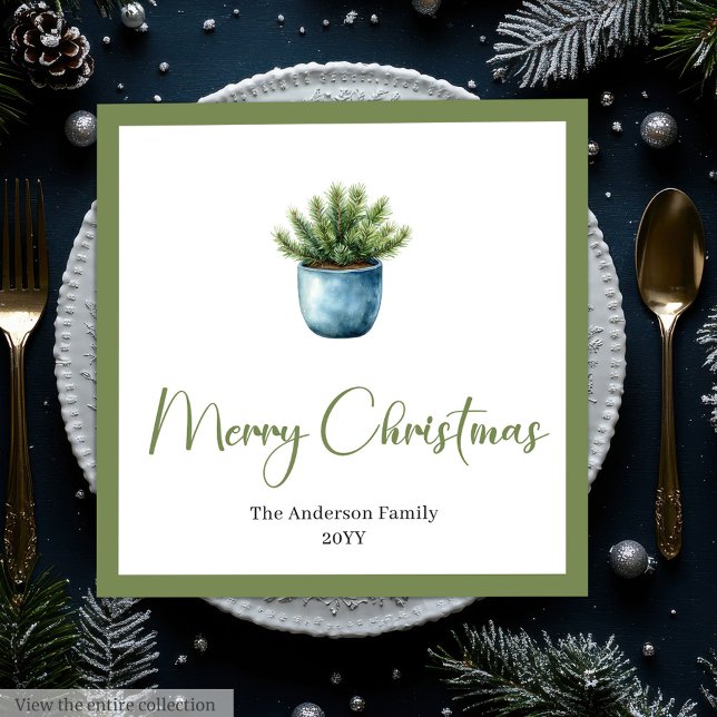 Akvarell Boho julgran i rustik stil  Pappersservett (Watercolor Boho Christmas Tree in Rustic Style Napkin

)