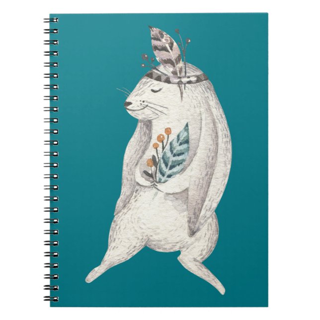 Akvarell Boho Kanin Anteckningsbok (Framsidan)