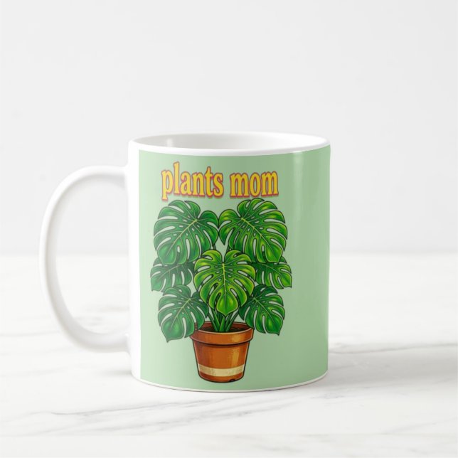 Akvarell Boho Krukväxt Grafik - "Välj Fred Kaffemugg (Vänster)
