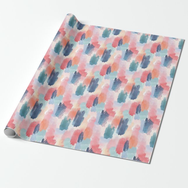 Akvarell Boho-penseldrag Presentpapper (Utrullad)