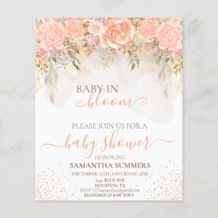 Akvarell Boho Persika I Blomning Blomma Babykalas 