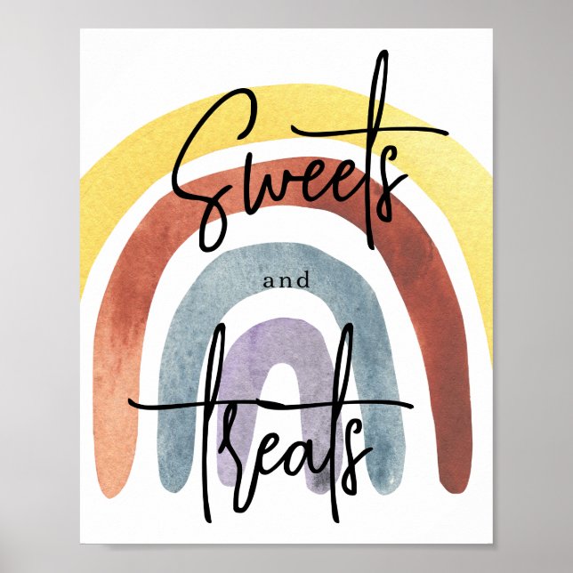 Akvarell Boho Regnbåge Godis och godsaker Poster (Framsidan)