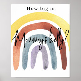 Akvarell Boho Regnbåge Hur stor är mammas mage Poster