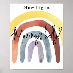 Akvarell Boho Regnbåge Hur stor är mammas mage Poster
