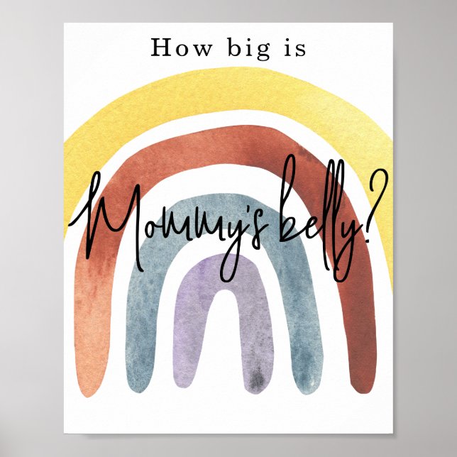Akvarell Boho Regnbåge Hur stor är mammas mage Poster (Framsidan)