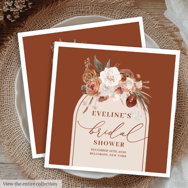 Akvarell Boho Terrakotta Servetter Bröllopsfest (Watercolor Boho Terracotta Napkins for Bridal Shower)