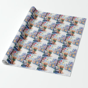 Akvarell Bolognese Festive Stad Bänk Jul Presentpapper