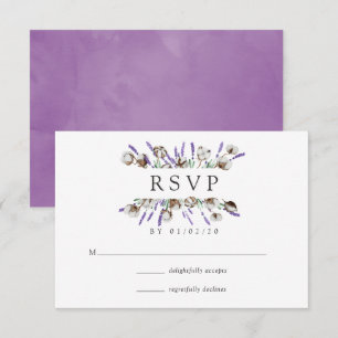 Akvarell Bomull Lavendel Land Bryllup RSVP Ka OSA Kort