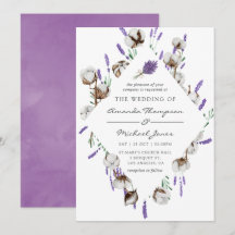 Akvarell Bomull Lavendel Landhochzeit