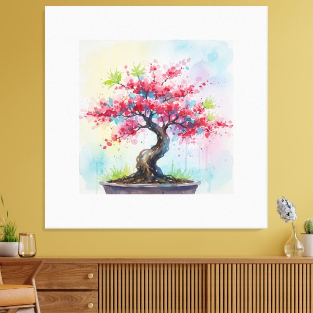 Akvarell Bonsai Canvastryck (Insitu (Vardagsrum))