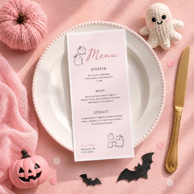 Akvarell Boo Rosa Söt Pastell Halloween Meny (Skapare uppladdad)