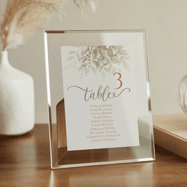 Akvarell Bordskort Bröllop Smaragdgrön (Watercolor Wedding Table Cards Emerald Green)