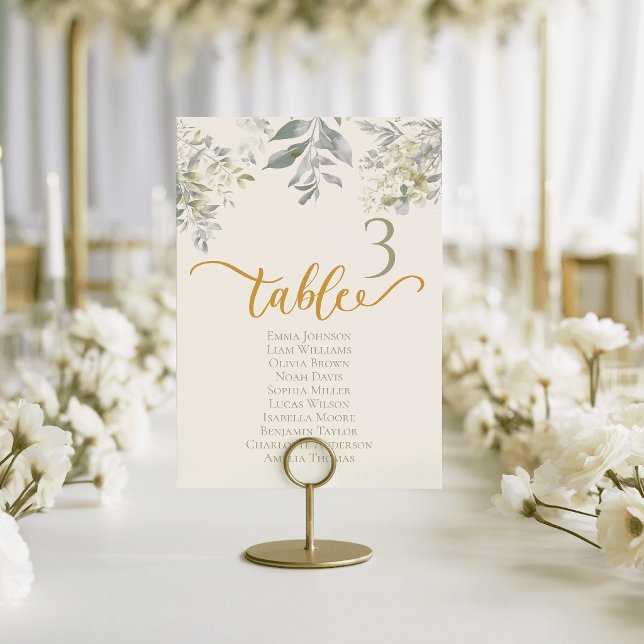 Akvarell Bordskort till Bröllop Smaragdgrön (Watercolor Wedding Table Cards Emerald Green)