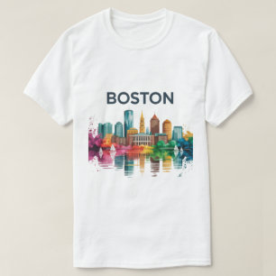 Akvarell Boston Siluett Boston Ma Siluett T Shirt